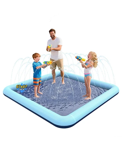 Aofar 67" Non-slip Splash Pad Sprinkler Pool Pet Fountain Play Mat