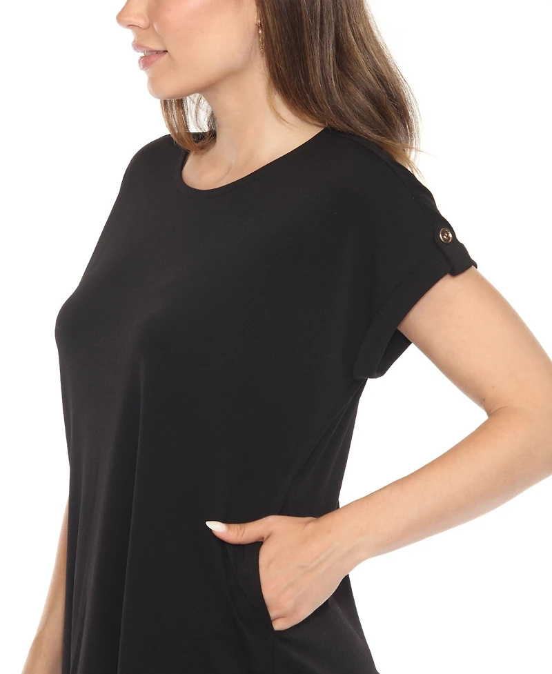 White Mark Women's Dolman Short-Sleeve Top and Scuba Pants Set