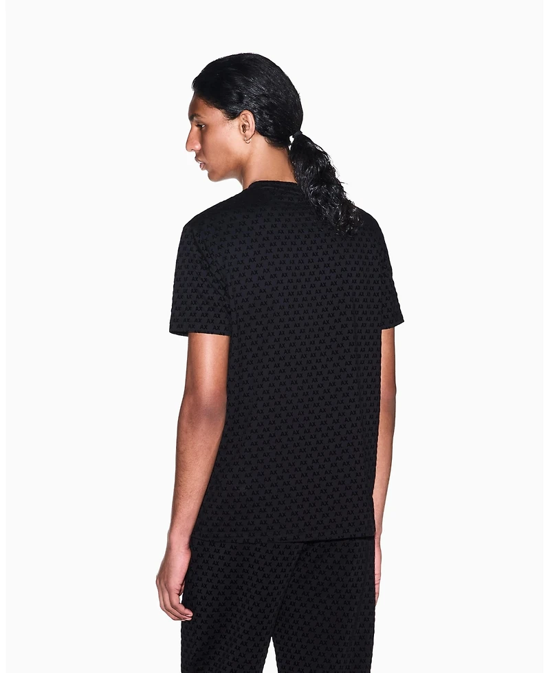 A|X Armani Exchange Men's Flocked All Over Logo T-Shirt