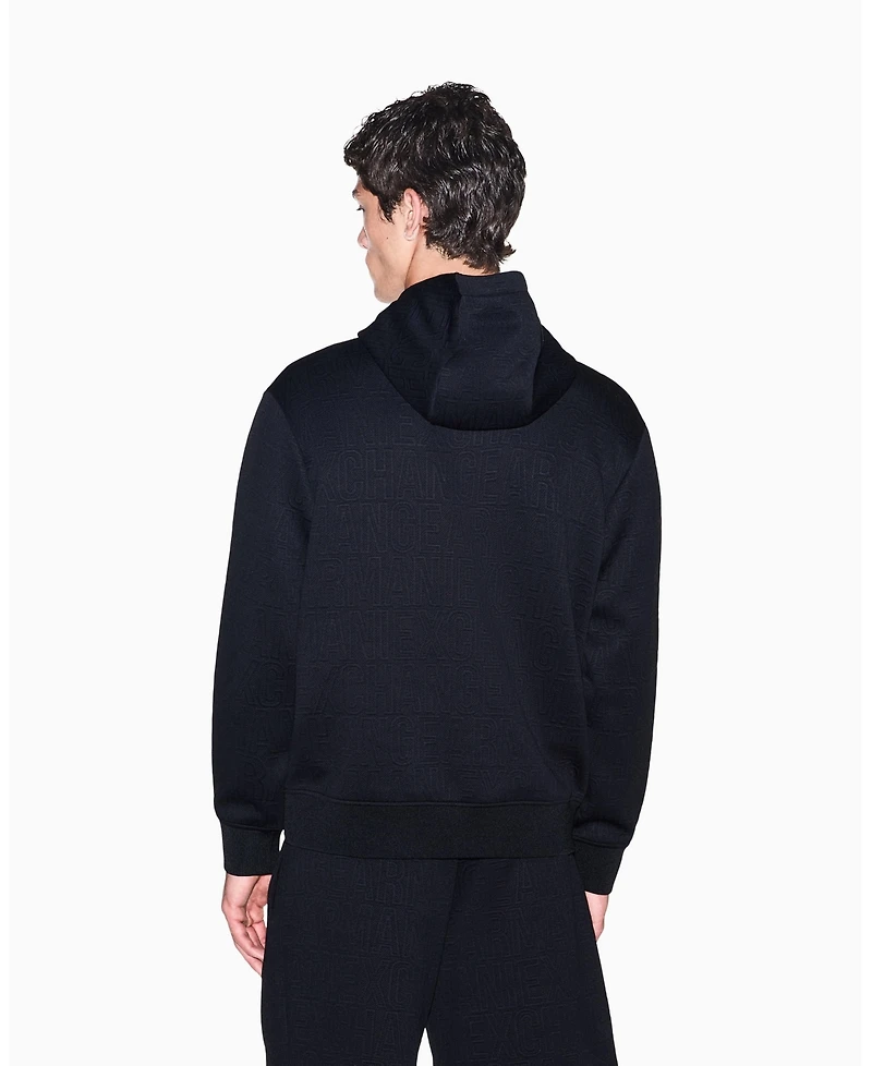 A|X Armani Exchange Men's Jacquard All Over Logo Hoodie Sweatshirt