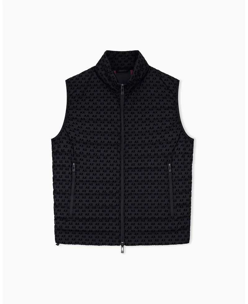 A|X Armani Exchange Men's All Over Logo Flocked Down Vest