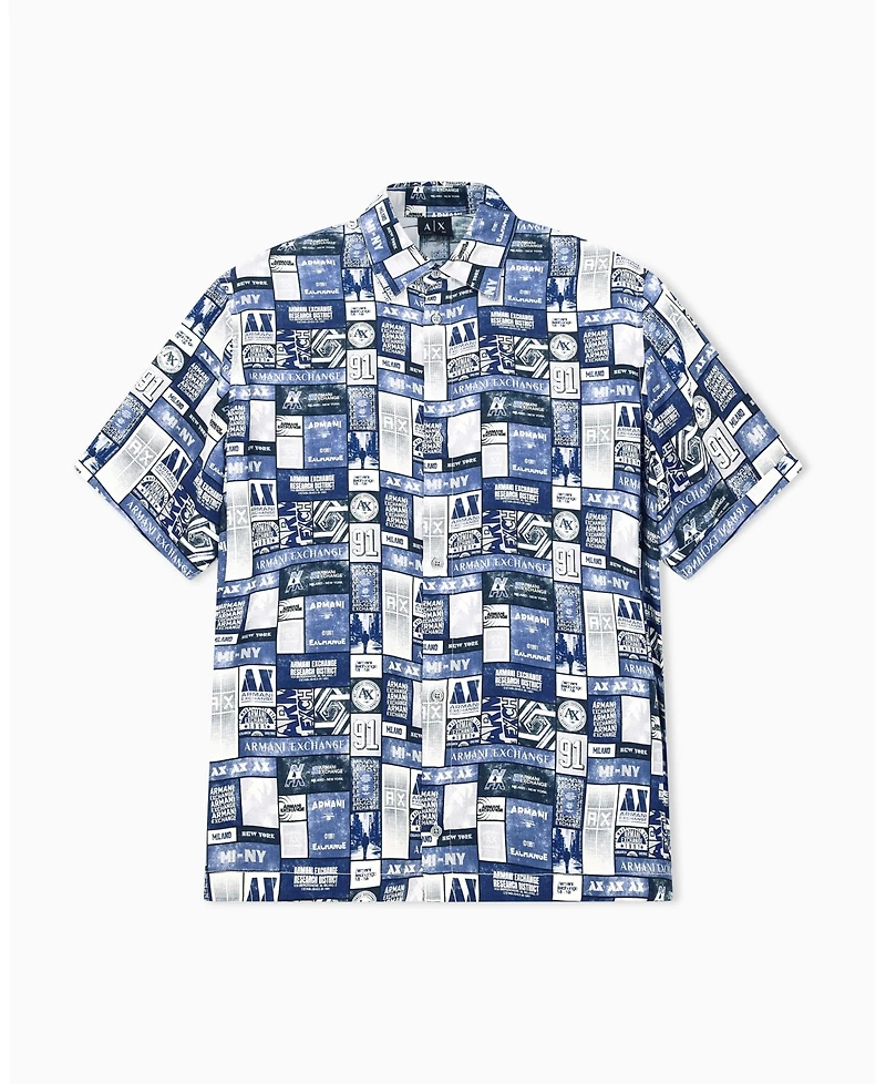 A|X Armani Exchange Men's Viscose All Over Print Woven Shirt