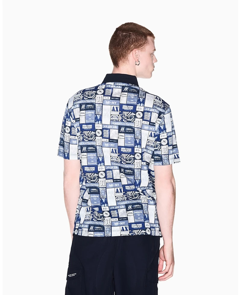 A|X Armani Exchange Men's Collage Logo Polo Shirt