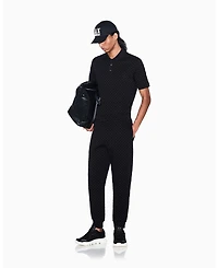 A|X Armani Exchange Men's Flocked All Over Logo Polo Shirt