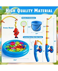 Gnuadz 51 Fishes Fishing Game Water Table Bath Toy Pole Rod Net Floating Fish Outdoor Kids Gift