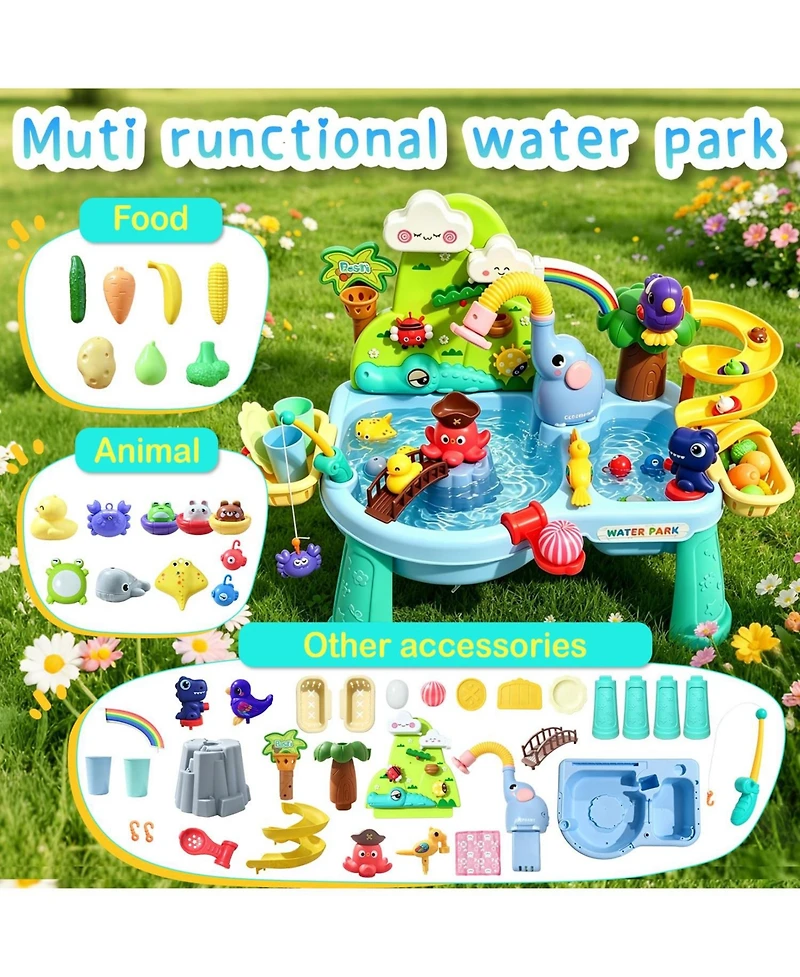 Gnuadz Water Table Sensory Sand Electric Pump Elephant Sprinkler Fishing Toy
