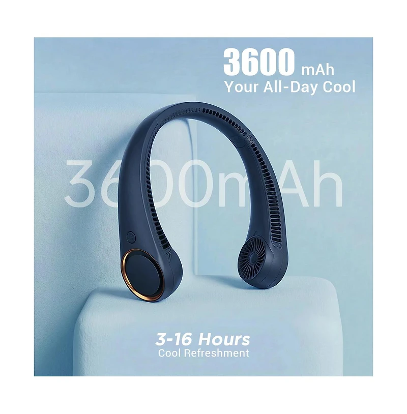 Cowin Portable Neck Fan, Without Blades, Supports Usb Charging, 3 Speed Settings, Suitable for Travel, Outdoor Activities and As A Gift