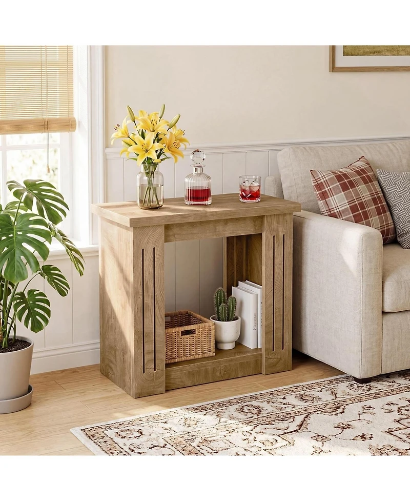 Tribesigns Side Table, 2-Tier Farmhouse End Table with Storage, Wooden Nightstand for Bedroom, Living Room, Office, Small Spaces