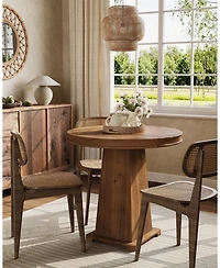 Tribesigns Solid Wood Round Dining Table, 31.5" Small Kitchen Table for 2, Modern Farmhouse Dinner Table (Only Table)