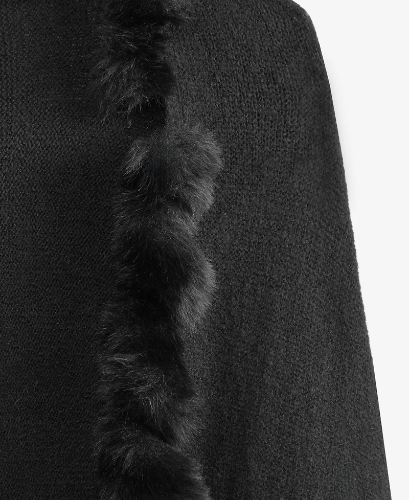 I.n.c. International Concepts Women's Knit Twisted Faux-Fur-Trim Wrap, Macy's Exclusive