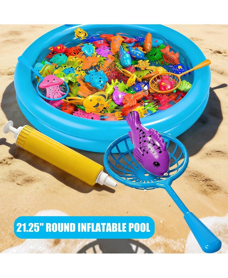Gnuadz 48Floating Fishing Game Bath Toy Floating Fish Pole Rod Net Kids Learning Play