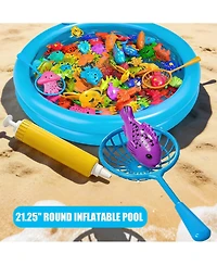 Gnuadz 48Floating Fishing Game Bath Toy Floating Fish Pole Rod Net Kids Learning Play