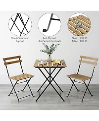 gaomon 3-piece folding bistro set with sturdy metal frame, no assembly needed-ideal for patio, balcony, garden, or indoor use.