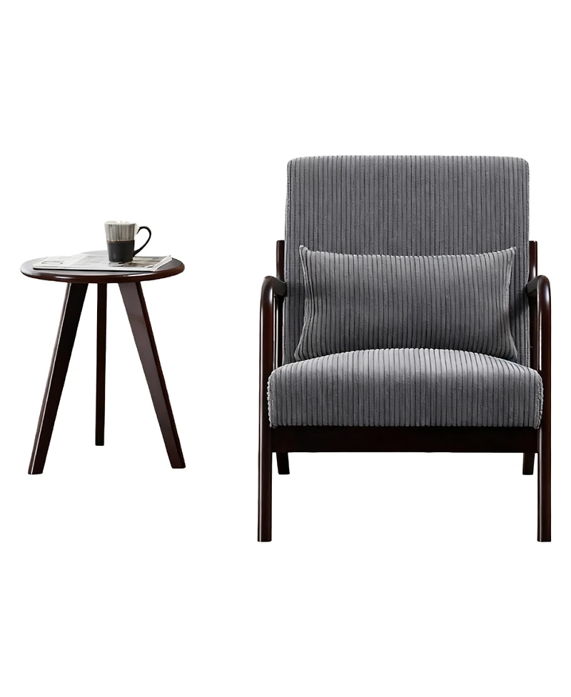 Rainsken Accent Chair with Side Table, Mid-Century Modern Upholstered Chair and Coffee Table Set for Living Room, Bedroom