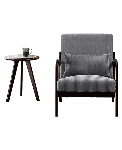 Rainsken Accent Chair with Side Table, Mid-Century Modern Upholstered Chair and Coffee Table Set for Living Room, Bedroom