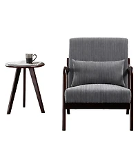 Rainsken Accent Chair with Side Table, Mid-Century Modern Upholstered Chair and Coffee Table Set for Living Room, Bedroom