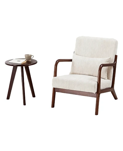 Rainsken Accent Chair with Side Table, Mid-Century Modern Upholstered and Coffee Table Set for Living Room, Bedroom