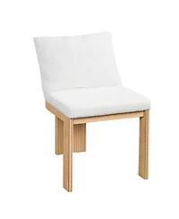 Rainsken Indoor Boucle Dining Chair Set of 2 with Rubber Wood Frame and Back Pillow, 250 lbs Capacity for Room Kitchen