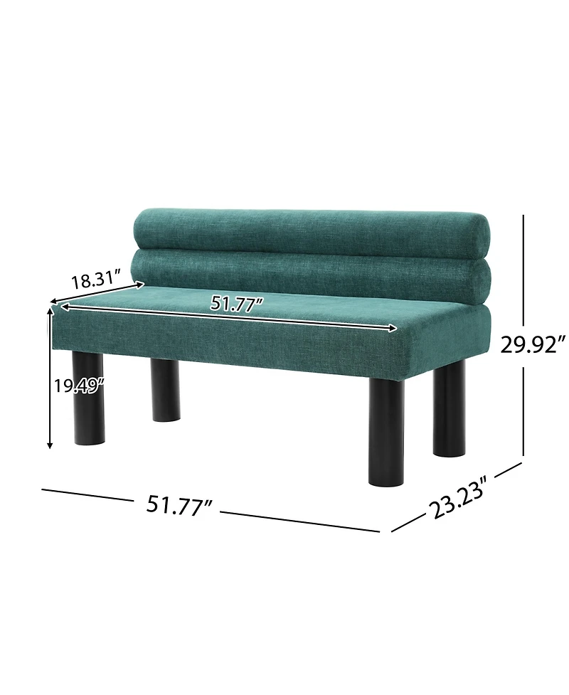 Rainsken Upholstered Dining Bench with Backrest, End of Bed and Entryway Ottoman with Rubber Wood Legs for Dining Room and Bedroom, 300 Lbs Support