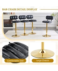 Rainsken Swivel Bar Stools Set of 2, Pu Leather Upholstered Seat, with Metal Base and Footrest, for Kitchen Island, Home Bar, Game Room