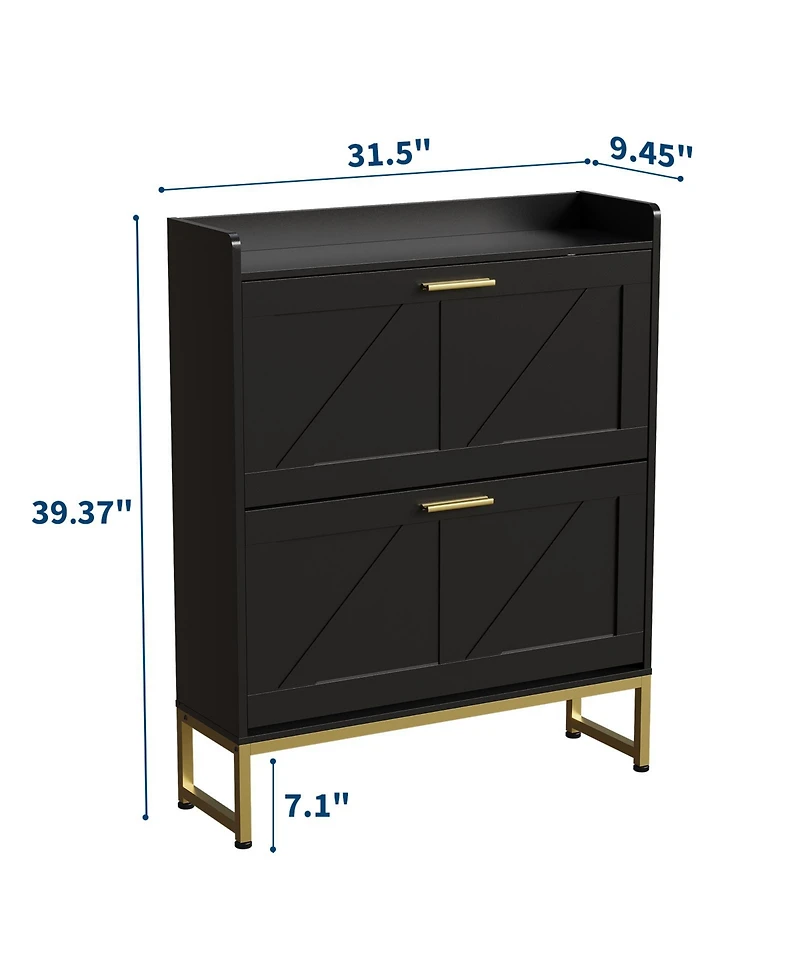 gaomon entryway shoe cabinet with double-layer flip-top drawers, adjustable shelves, and a dust-proof back panel freestanding storage