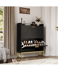 gaomon entryway shoe cabinet with double-layer flip-top drawers, adjustable shelves, and a dust-proof back panel freestanding storage