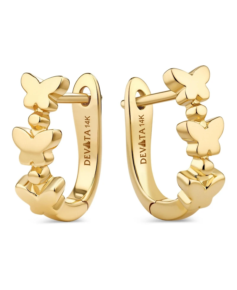 Devata Butterfly Hoop Earrings in 14K Gold