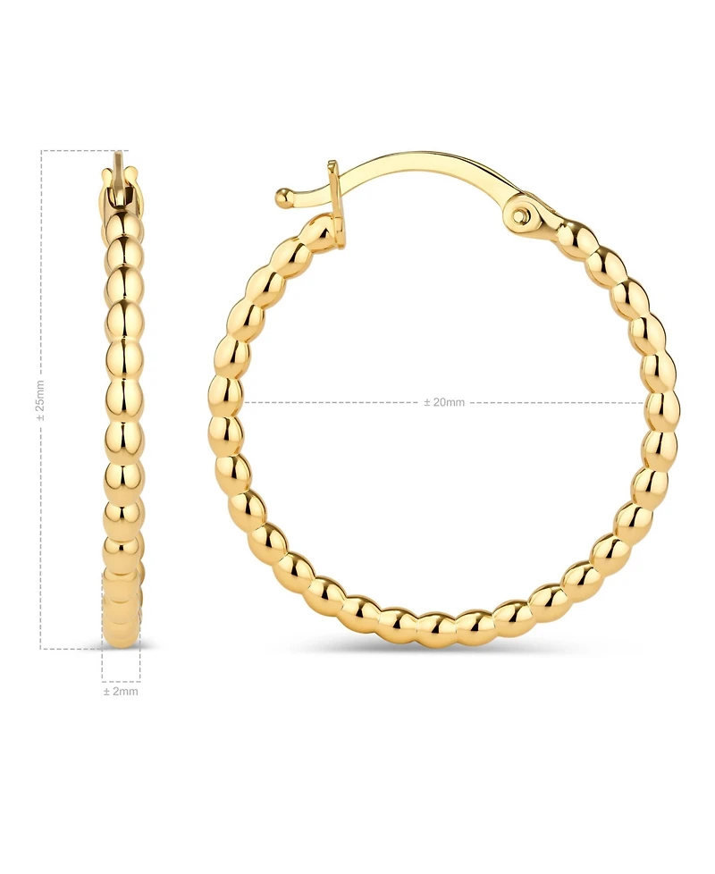 Devata Beaded Ball Hoop Earrings in 14K Gold