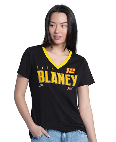 G-iii 4Her by Carl Banks Women's Black Ryan Blaney Best Team V-Neck T-Shirt