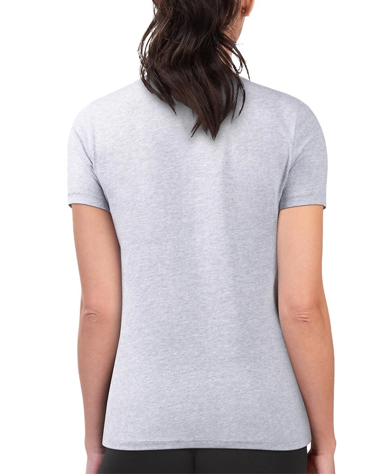 G-iii 4Her by Carl Banks Women's Heather Gray New York Yankees Super-Slim Fit Lightweight Flowers Graphic T-Shirt