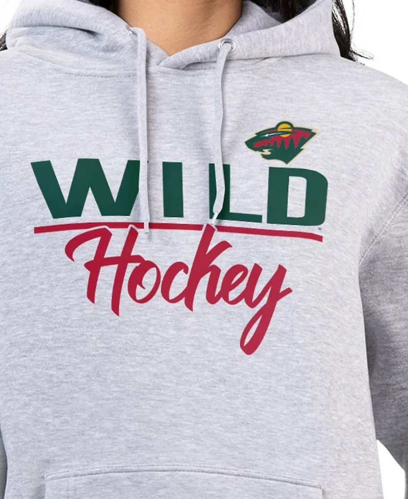 G-iii 4Her by Carl Banks Women's Heather Gray Minnesota Wild Team Sport Tri-Blend Fleece Hoodie