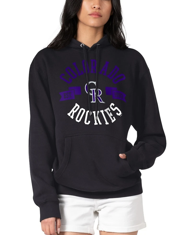 G-iii 4Her by Carl Banks Women's Black Colorado Rockies City Graphic Pullover Hoodie