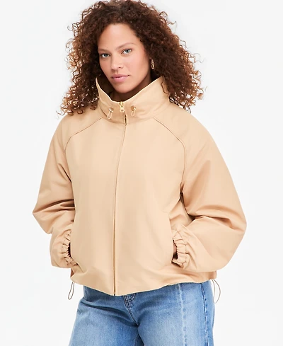 On 34th Women's Funnel-neck Ruched-Sleeve Bubble Hem Jacket, Macy's Exclusive