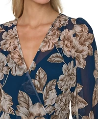 Calvin Klein Women's Floral Chiffon V-Neck Midi Dress