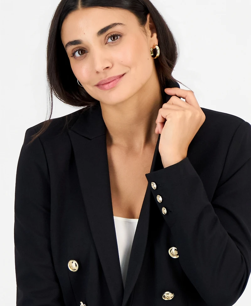 I.n.c. International Concepts Petite Double-Breasted Fitted Stretch Ponte Blazer, Macy's Exclusive