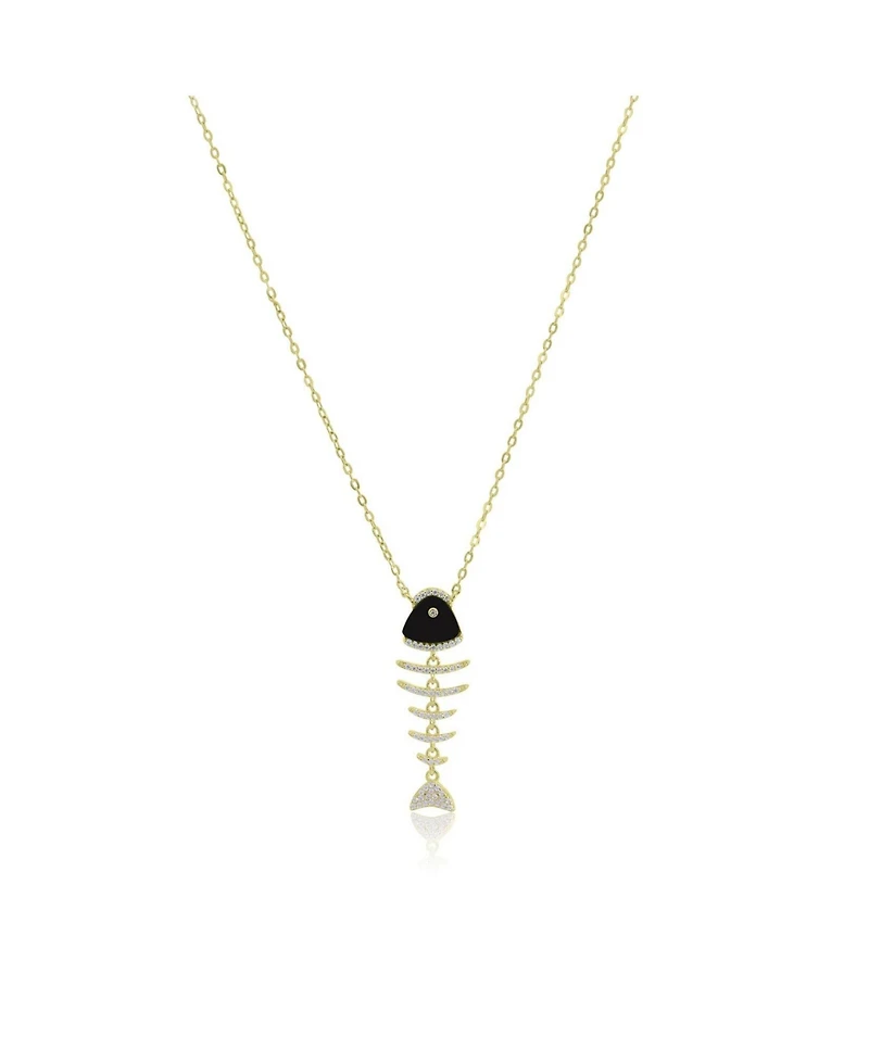 The Lovery Onyx Fish Necklace 14K Gold-Plated Sterling Silver