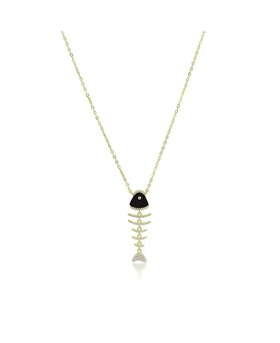 The Lovery Onyx Fish Necklace 14K Gold-Plated Sterling Silver