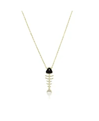 The Lovery Onyx Fish Necklace 14K Gold-Plated Sterling Silver