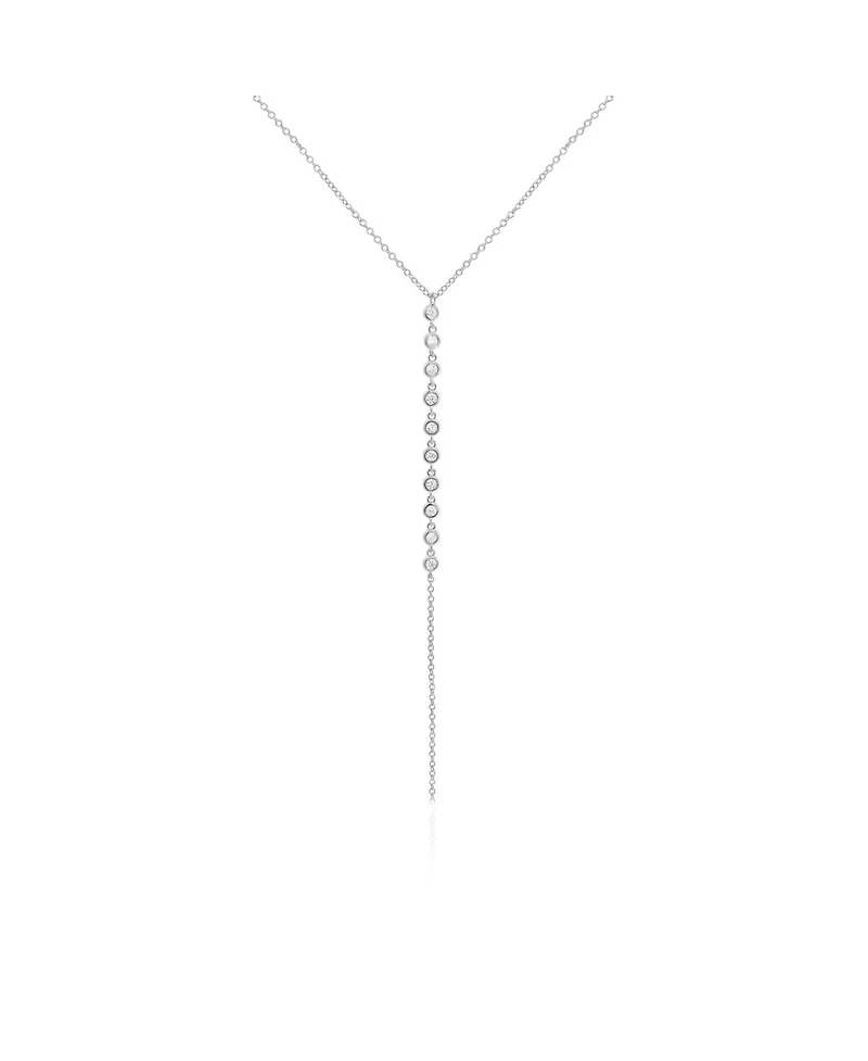 The Lovery Lariat Bezel Cz Necklace Sterling Silver