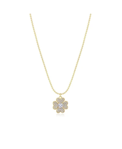 The Lovery Cz Lucky Clover Necklace 14K Gold Plated Sterling Silver