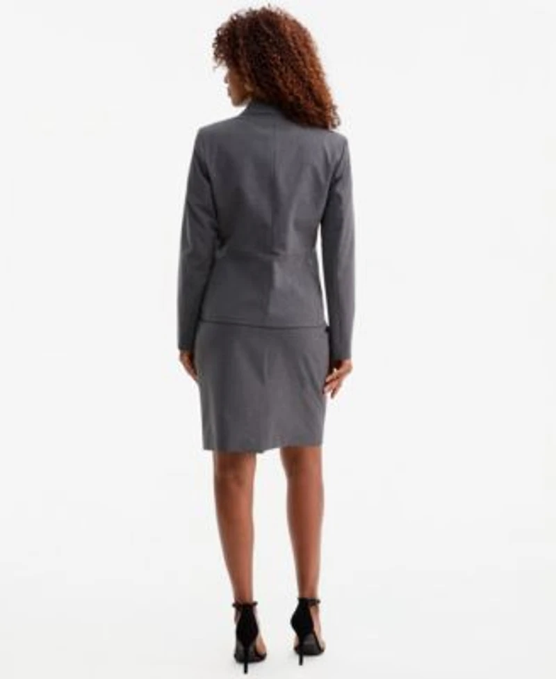 Kasper Womens Washable Notch Collar Two Button Jacket Sleeveless Tie Neck Top Back Zipper Pencil Skirt