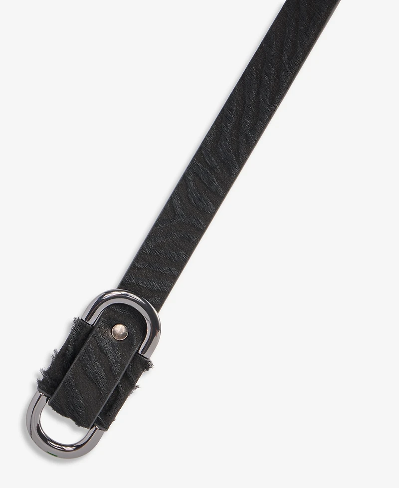 I.n.c. International Concepts Black Zebra Calf Hair Friction Oval Skinny Belt, Macy's Exclusive