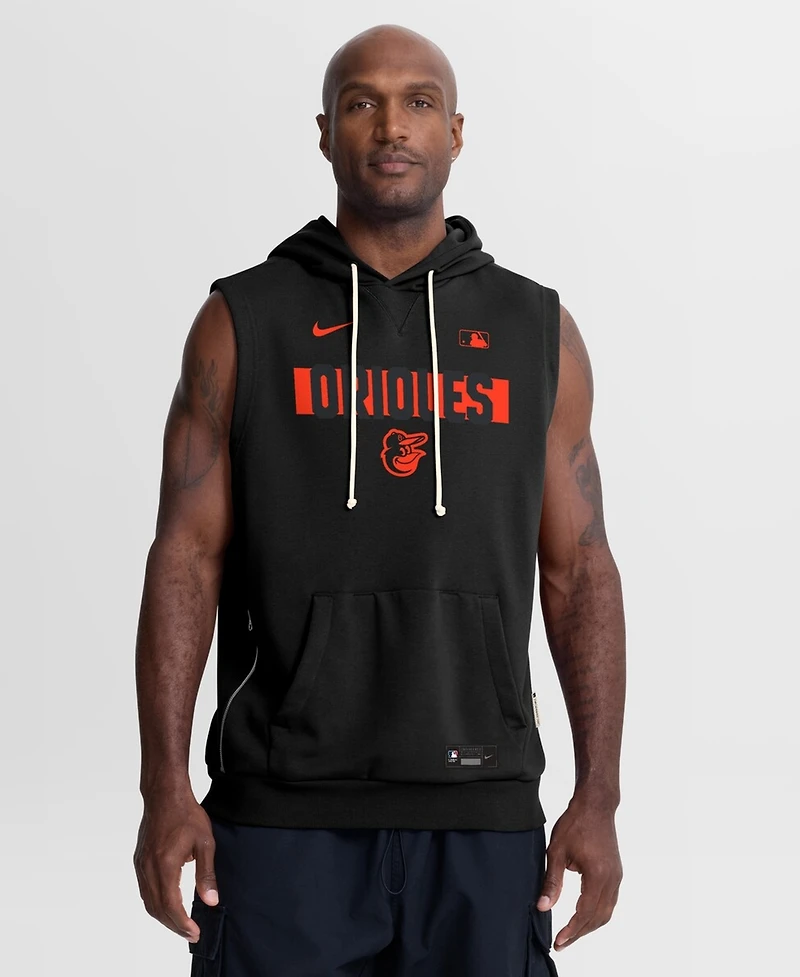Nike Men's Black Baltimore Orioles Authentic Collection Standard Issue Dri-fit Sleeveless Hoodie