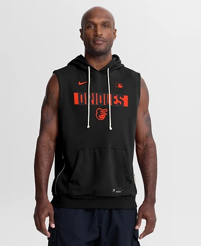 Nike Men's Black Baltimore Orioles Authentic Collection Standard Issue Dri-fit Sleeveless Hoodie