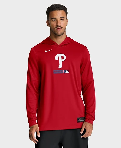 Nike Men's Red Philadelphia Phillies Authentic Collection Dri-fit Long Sleeve Hoodie