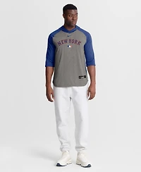 Nike Men's Gray New York Mets Authentic Collection Flux Dri-fit Raglan 3/4-Sleeve Hoodie