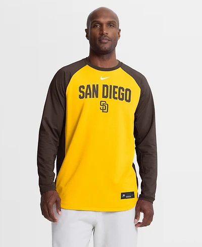 Nike Men's Gold San Diego Padres Authentic Collection Raglan Dri-fit Sweatshirt