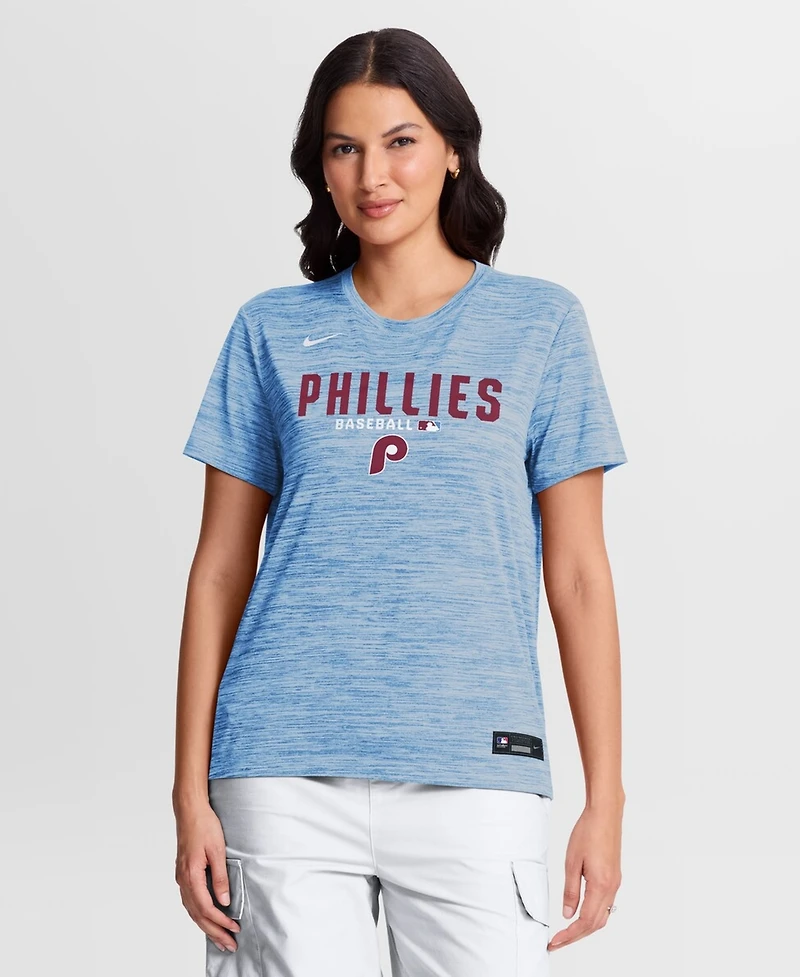 Nike Women's Light Blue Philadelphia Phillies Authentic Collection Alternate Logo Velocity Dri-fit T-Shirt