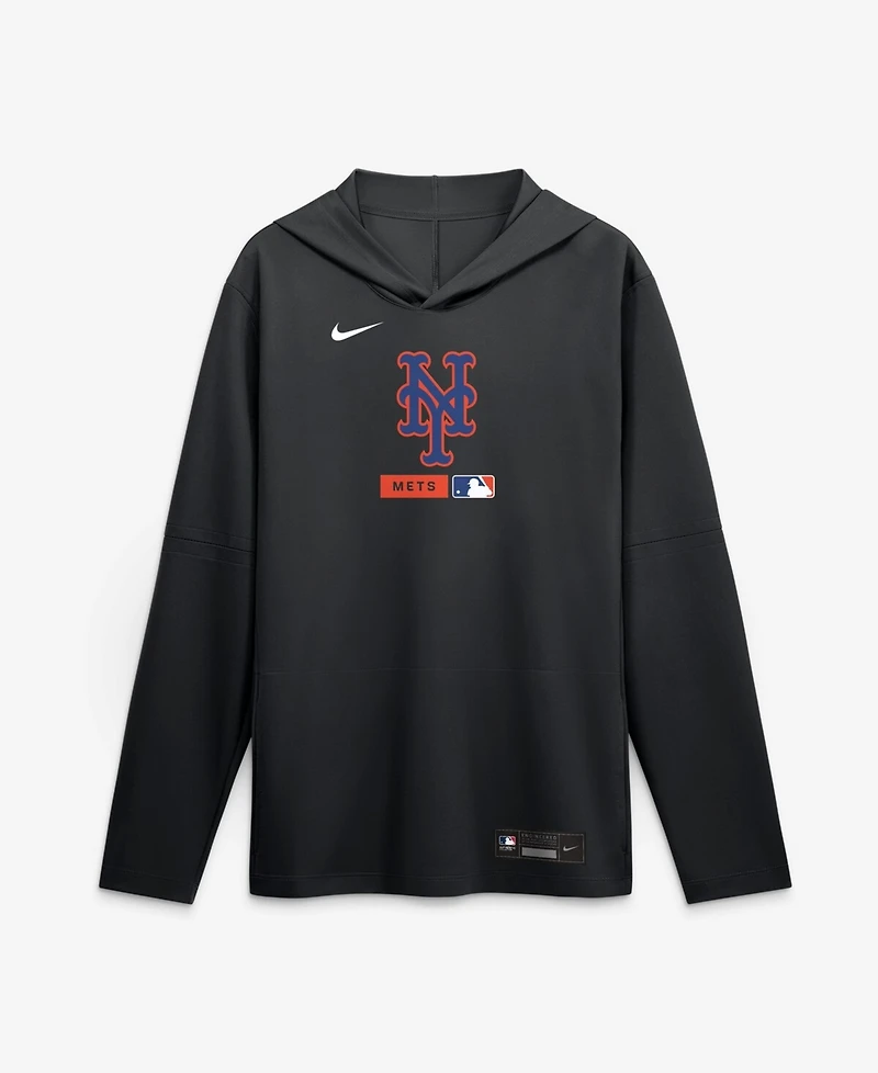 Nike Men's Black New York Mets Authentic Collection Dri-fit Long Sleeve Hoodie
