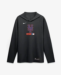 Nike Men's Black New York Mets Authentic Collection Dri-fit Long Sleeve Hoodie